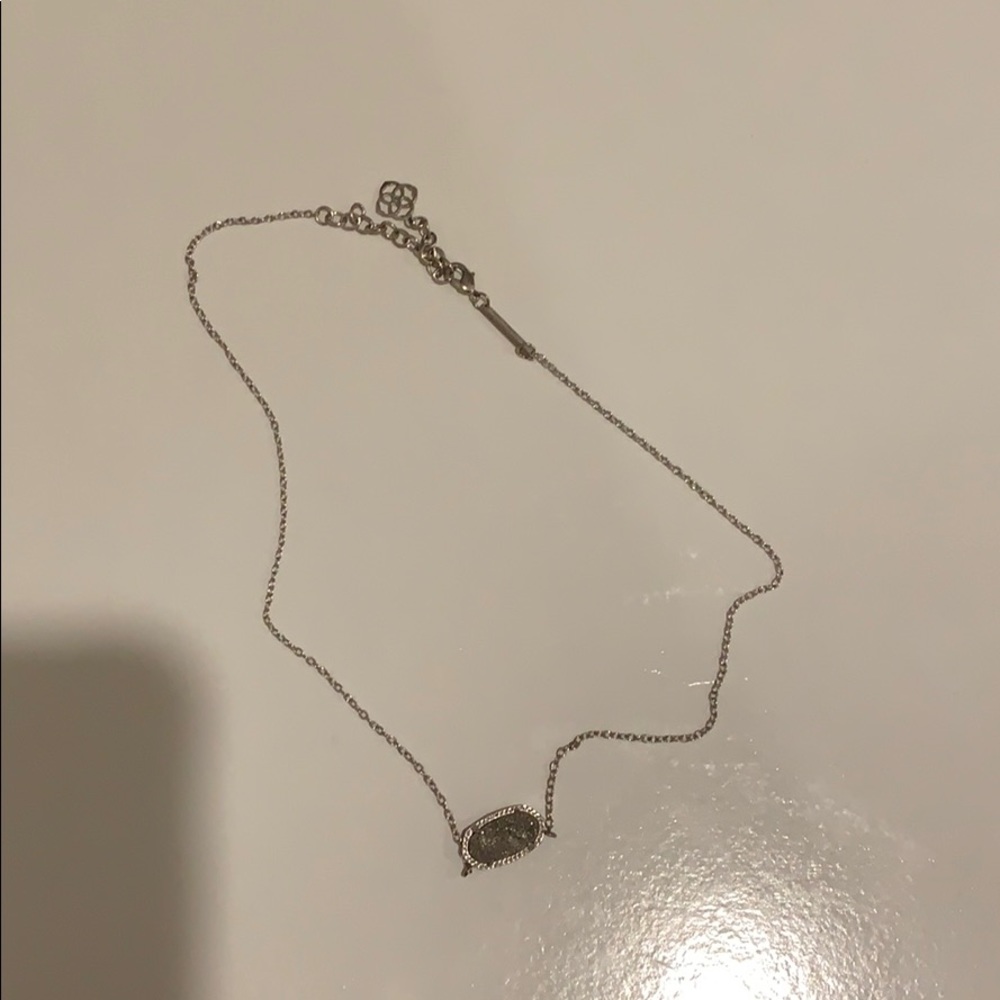 Elisa Silver Pendant Necklace In Platinum Drusy